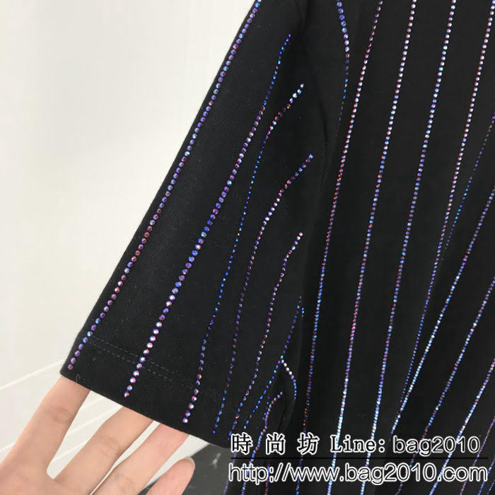 YSL聖羅蘭 19ss最新元素 條紋萬鑽 加厚純棉短袖 情侶款 ydi1468
